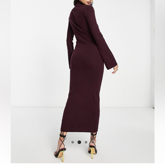 Pretty Lavish Shani Cut Out Knit Dress in burgundy - Picture 7 of 11